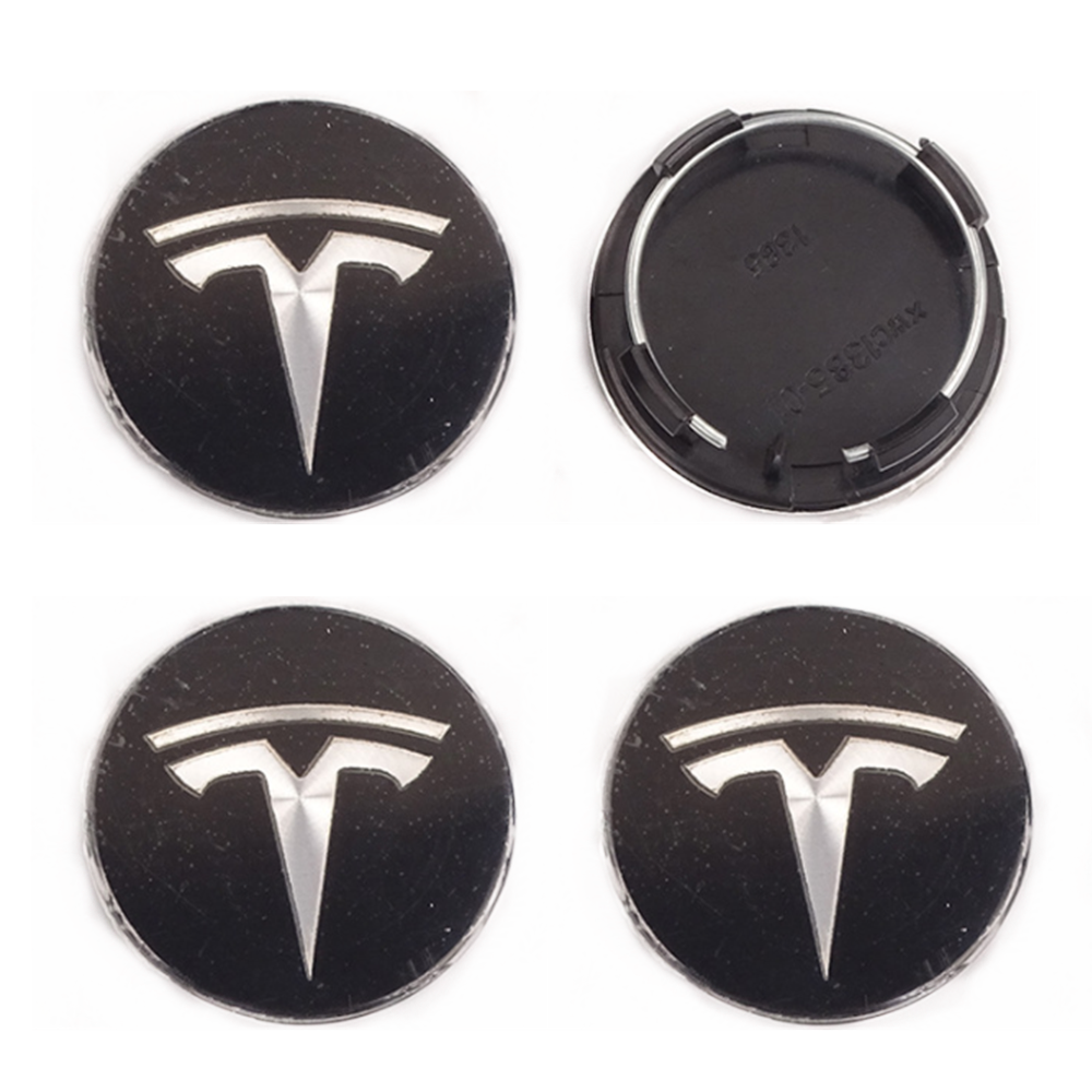 4 stk. Tesla sort centerkaplser
