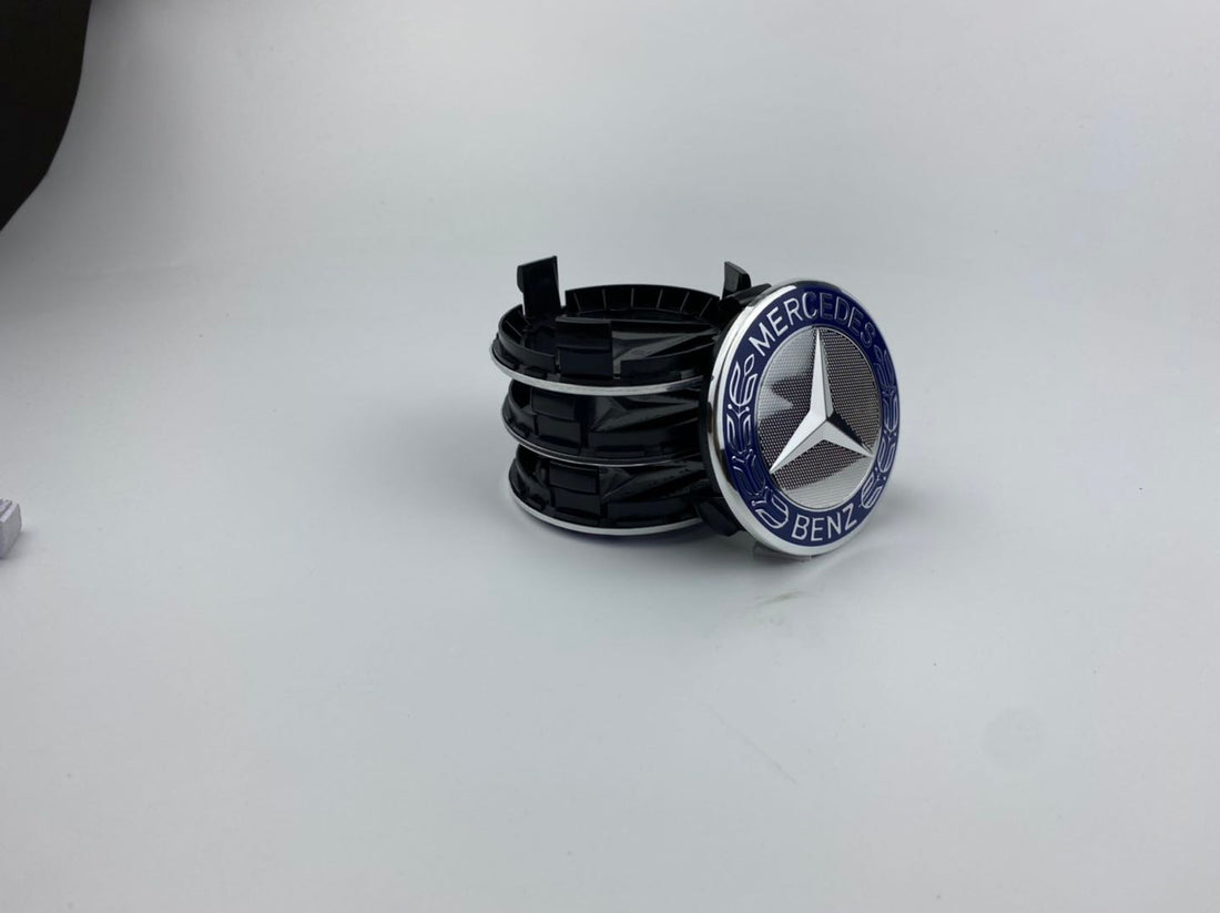 Mercedes blå centerkapsler 4 stk