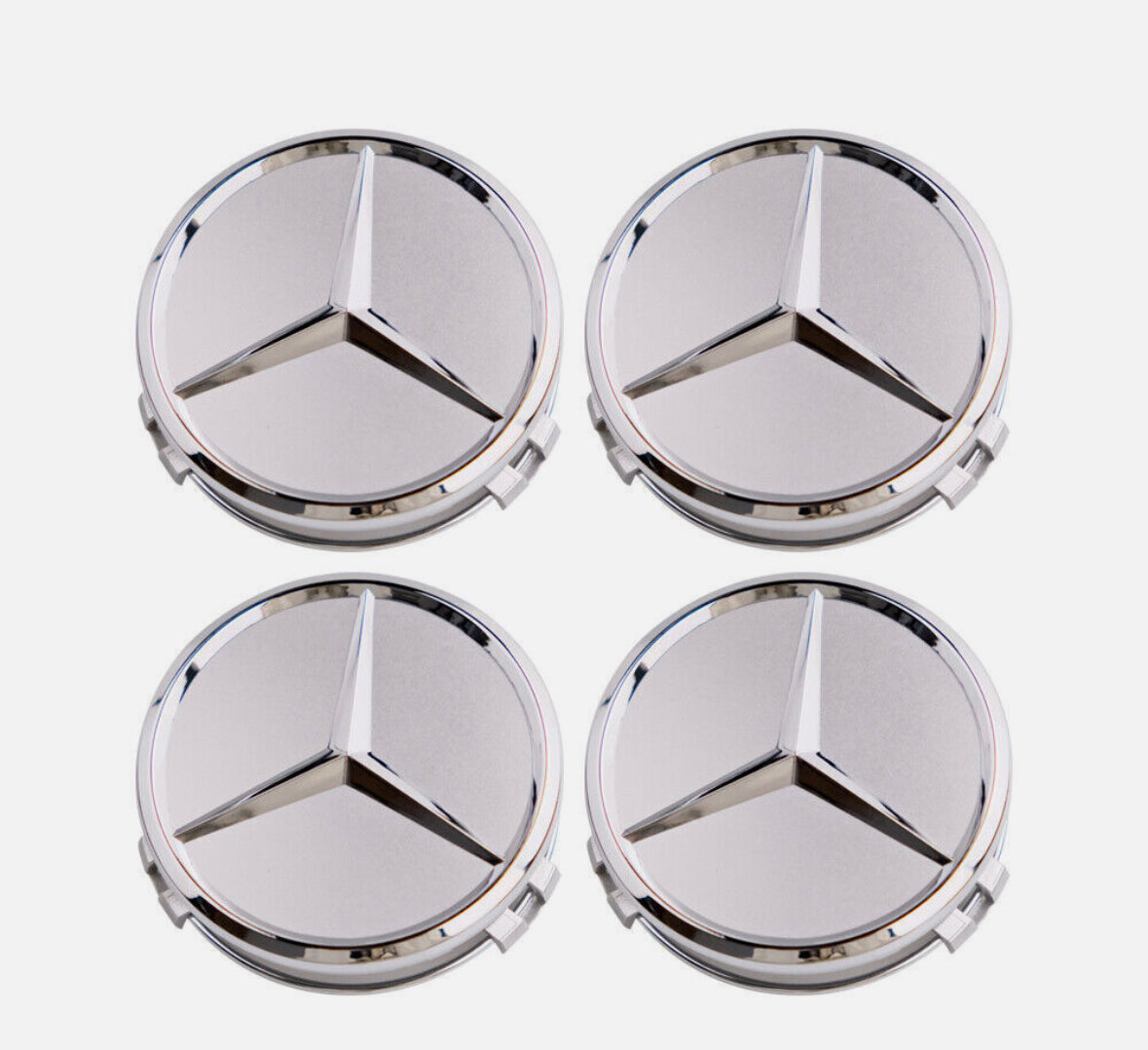 4 stk sølv Mercedes Centerkapsler