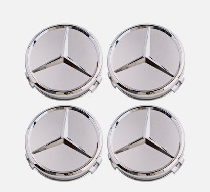 4 stk sølv Mercedes Centerkapsler