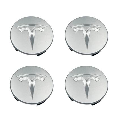 4 stk. Chrome Tesla Centerkapsler 57mm