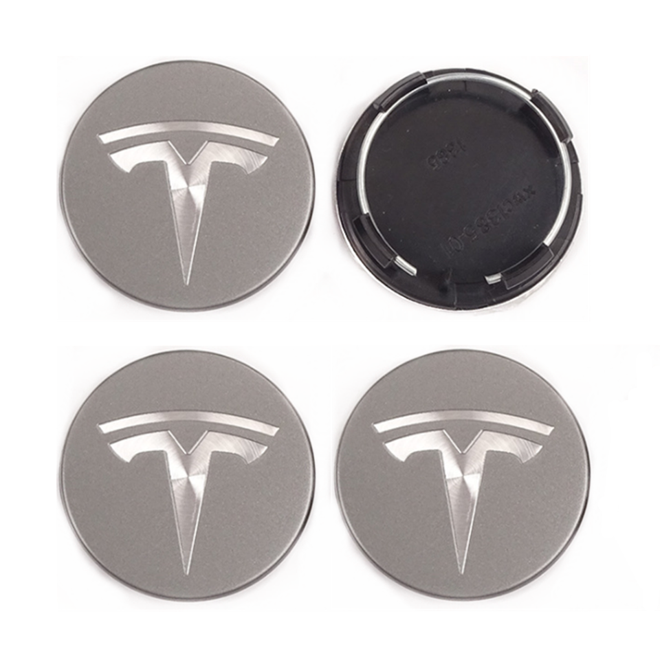 4 STK. TESLA GRÅ CENTERKAPSLER