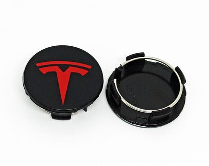 4 STK. TESLA RØD-SORT CENTERKAPSLER