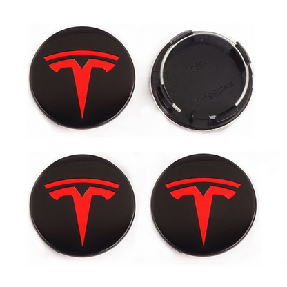4 STK. TESLA RØD-SORT CENTERKAPSLER